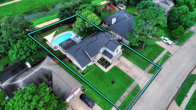 12223 Paddock Way, Houston, TX 77065 - aerial view of property and surrounding area featuring property boundaries highlighted