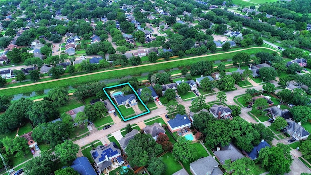 12223 Paddock Way, Houston, TX 77065 - aerial view of property and surrounding area featuring property boundaries highlighted and nearby suburban area