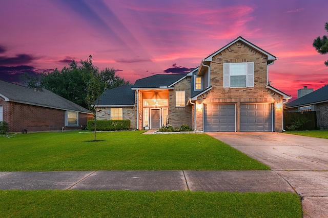 12223 Paddock Way, Houston, TX 77065 - view of front of property with concrete driveway, a garage, and brick siding