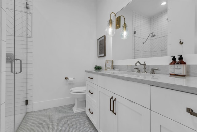 37732 Marias Way, Magnolia, TX 77354 - full bathroom featuring vanity, a shower stall, and tile patterned floors