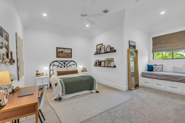 37732 Marias Way, Magnolia, TX 77354 - bedroom with light carpet, recessed lighting, and a ceiling fan