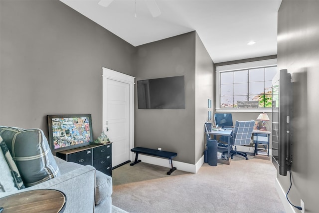 37732 Marias Way, Magnolia, TX 77354 - carpeted office space featuring baseboards and a ceiling fan