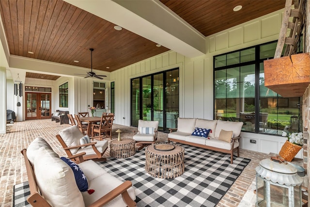 37732 Marias Way, Magnolia, TX 77354 - view of patio with french doors, outdoor lounge area, and a ceiling fan