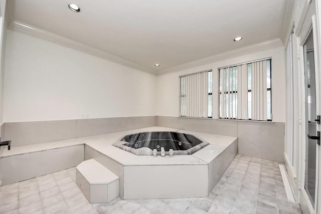 1743 Randons Point Dr, Sugar Land, TX 77478 - full bath with crown molding, a jetted tub, and recessed lighting