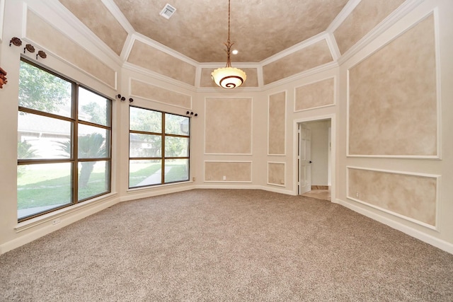 1743 Randons Point Dr, Sugar Land, TX 77478 - unfurnished room with plenty of natural light, carpet flooring, ornamental molding, and a high ceiling