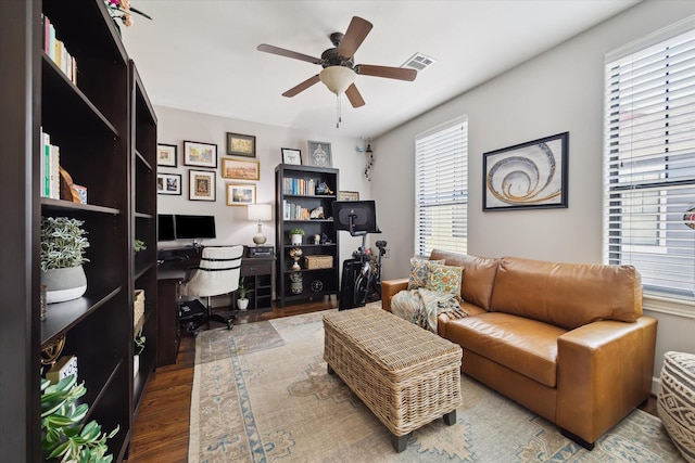 920 Lawrence St Unit D, Houston, TX 77008 - office with wood finished floors and ceiling fan