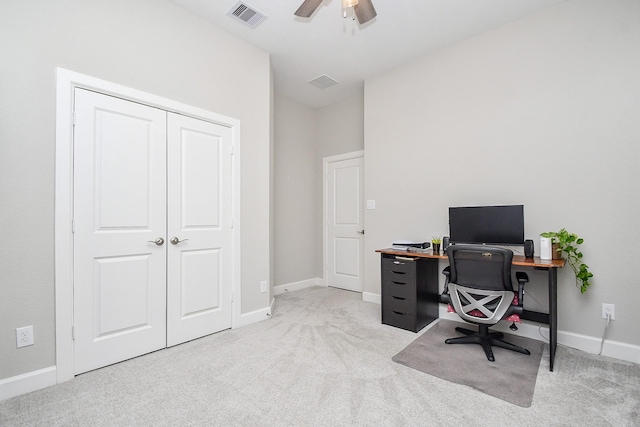 13910 Paseo De La Paz Pl, Cypress, TX 77433 - office area with light carpet and a ceiling fan