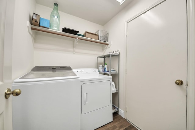 3622 Stratford Town Ln, Sugar Land, TX 77498 - washroom featuring washing machine and dryer and dark wood-type flooring