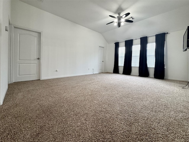 16506 Orchid Mist Dr, Cypress, TX 77433 - unfurnished room featuring lofted ceiling, carpet floors, and a ceiling fan