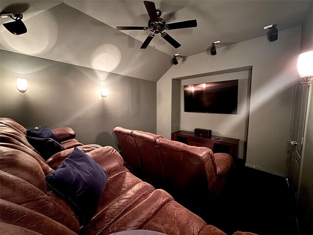 16506 Orchid Mist Dr, Cypress, TX 77433 - cinema room with ceiling fan and lofted ceiling