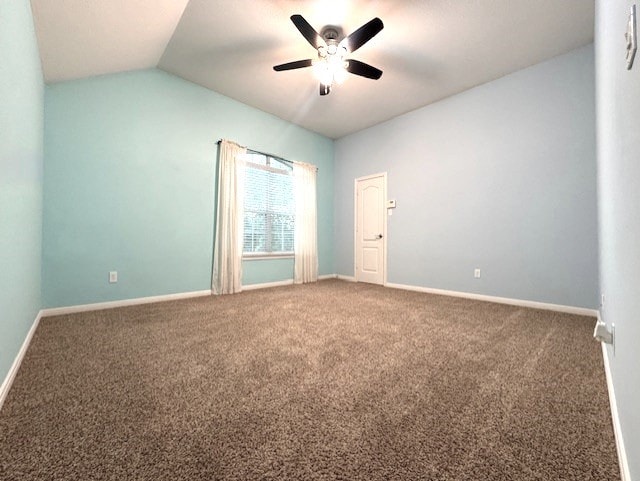 16506 Orchid Mist Dr, Cypress, TX 77433 - empty room with carpet, ceiling fan, and lofted ceiling