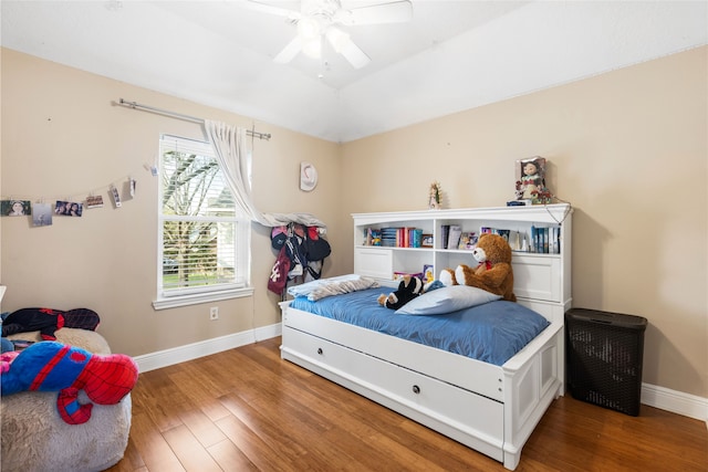 23602 Hawkins Creek Ct, Katy, TX 77494 - bedroom with wood finished floors and ceiling fan