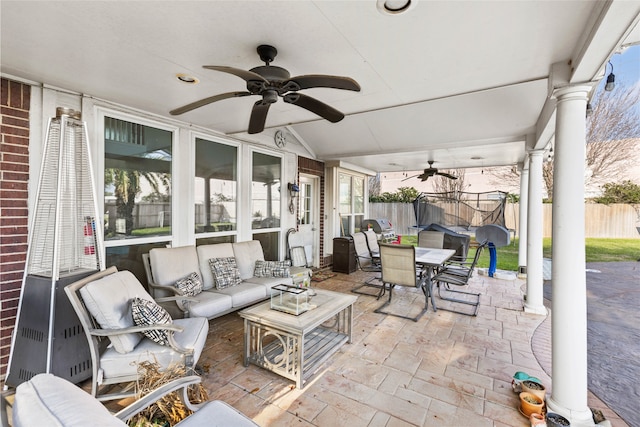 23602 Hawkins Creek Ct, Katy, TX 77494 - view of patio with a ceiling fan, outdoor dining space, and outdoor lounge area