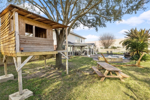 23602 Hawkins Creek Ct, Katy, TX 77494 - view of yard with a patio area and an outdoor hot tub