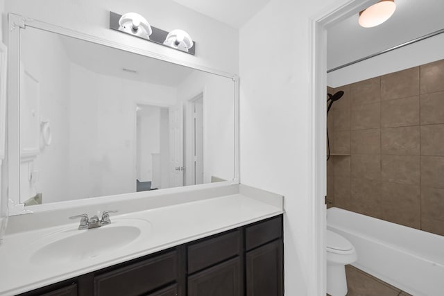 19210 Kent Park Dr, Tomball, TX 77375 - bathroom featuring vanity, bathing tub / shower combination, and tile patterned flooring