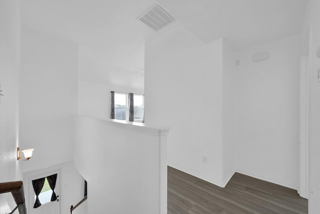 19210 Kent Park Dr, Tomball, TX 77375 - hallway featuring an upstairs landing, dark wood-style floors, and healthy amount of natural light