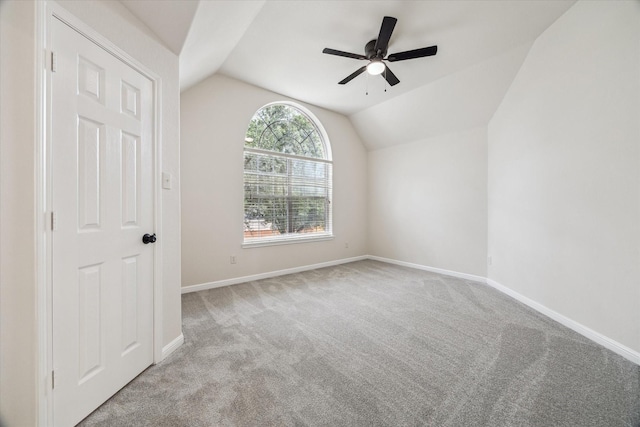 13411 Via Chianti Ln, Cypress, TX 77429 - unfurnished bedroom featuring vaulted ceiling, carpet floors, and a ceiling fan