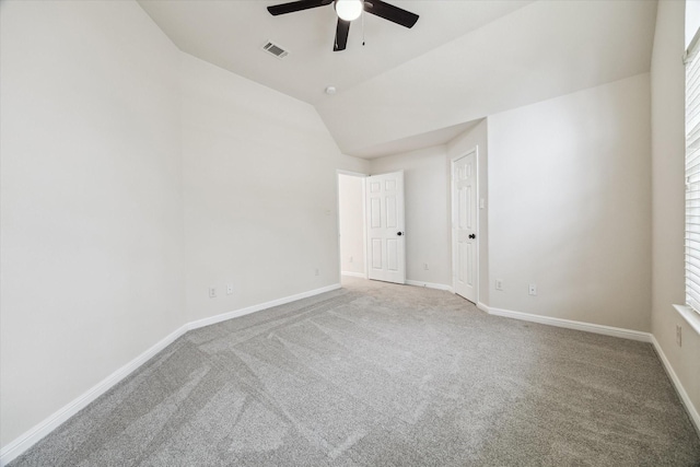 13411 Via Chianti Ln, Cypress, TX 77429 - carpeted empty room featuring ceiling fan, lofted ceiling, and healthy amount of natural light