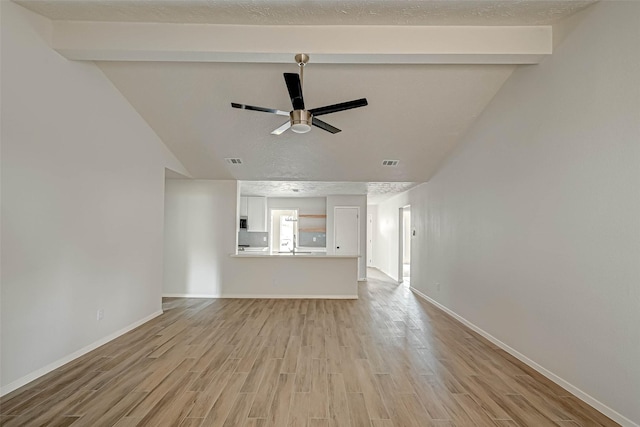 2330 Grindstone Ln, Sugar Land, TX 77498 - unfurnished living room featuring light wood-style flooring and ceiling fan