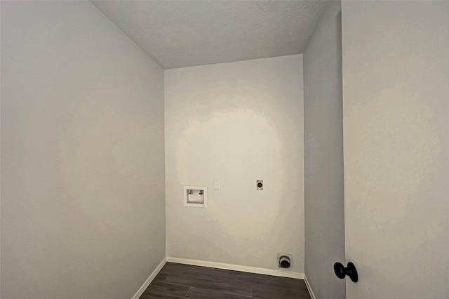 2330 Grindstone Ln, Sugar Land, TX 77498 - laundry room with hookup for an electric dryer, dark wood-type flooring, washer hookup, and a textured ceiling