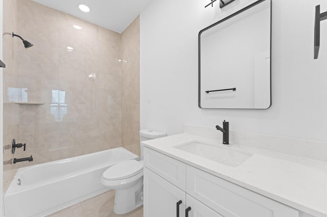 1428 Miller St, Houston, TX 77003 - bathroom featuring vanity, shower / washtub combination, tile patterned flooring, and recessed lighting