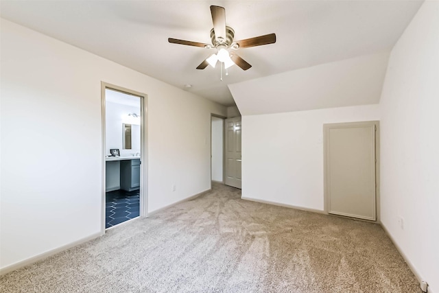 4214 Brightwood Dr, Houston, TX 77068 - unfurnished bedroom featuring carpet, ensuite bath, ceiling fan, and vaulted ceiling