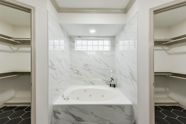 4214 Brightwood Dr, Houston, TX 77068 - full bath featuring a walk in closet, tile patterned floors, and a combined bath / shower with jetted tub