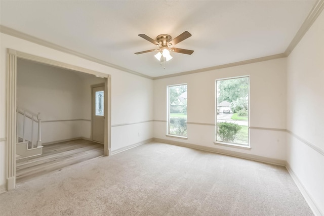 4214 Brightwood Dr, Houston, TX 77068 - unfurnished room with light carpet, ceiling fan, and ornamental molding