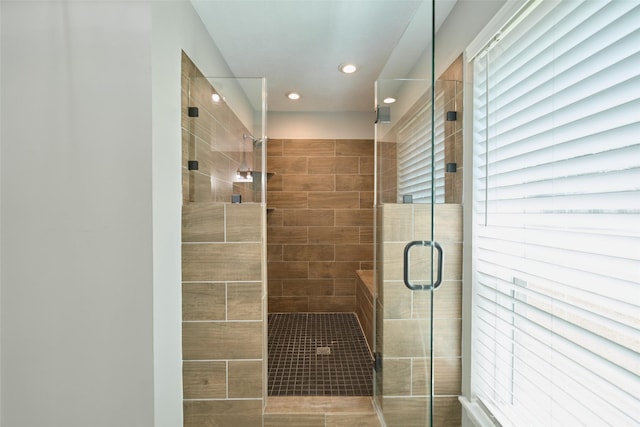 725 River Plantation Dr, Conroe, TX 77302 - bathroom featuring a shower stall and recessed lighting