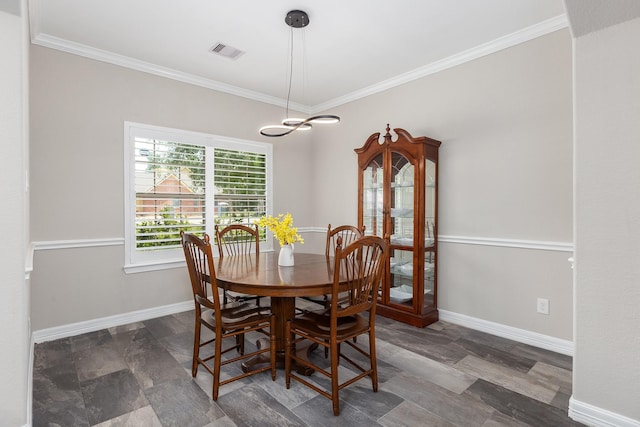 27724 Colapis Dr, Splendora, TX 77372 - dining space with ornamental molding and a chandelier