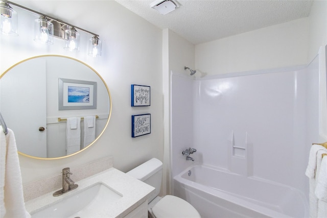2429 Briarwest Blvd, Houston, TX 77077 - bathroom featuring a textured ceiling, vanity, and bathing tub / shower combination