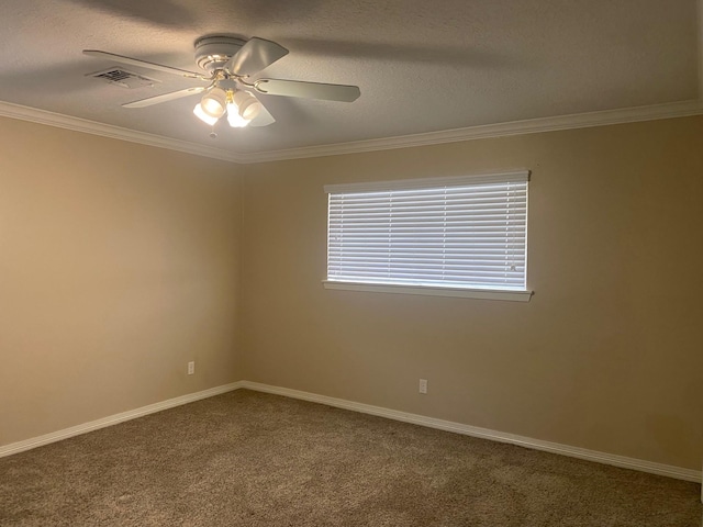 6220 Queenswood Ln, Houston, TX 77008 - carpeted empty room with a ceiling fan and ornamental molding