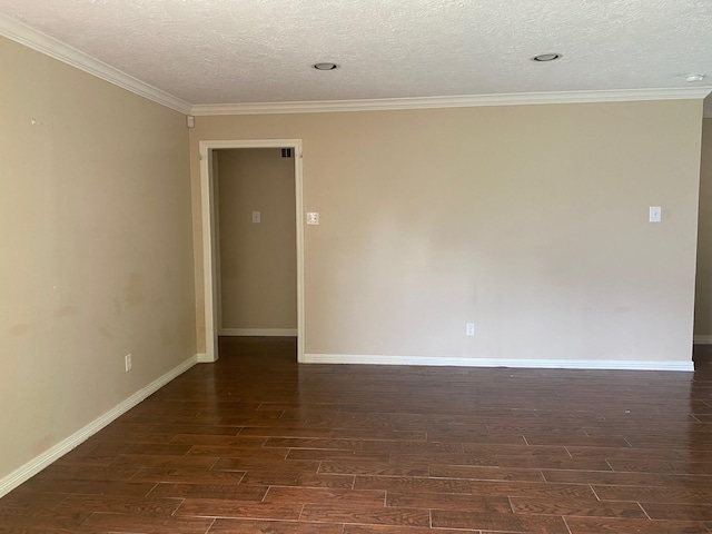 6220 Queenswood Ln, Houston, TX 77008 - unfurnished room featuring dark wood finished floors, a textured ceiling, and crown molding