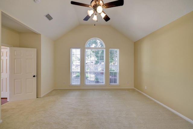 5022 Coral Gables Dr, Houston, TX 77069 - empty room featuring light colored carpet, a ceiling fan, and lofted ceiling