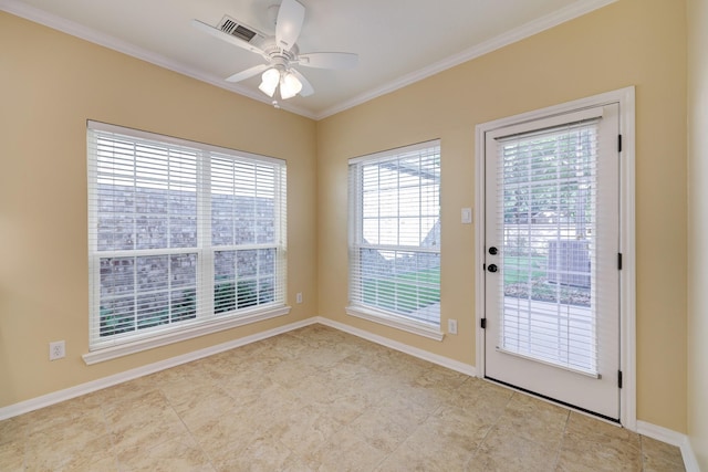 5022 Coral Gables Dr, Houston, TX 77069 - entryway with ceiling fan and crown molding