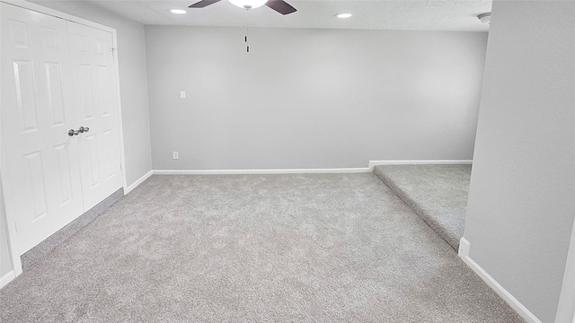2414 Stillmeadow Dr, Missouri City, TX 77489 - spare room featuring ceiling fan, carpet, and recessed lighting