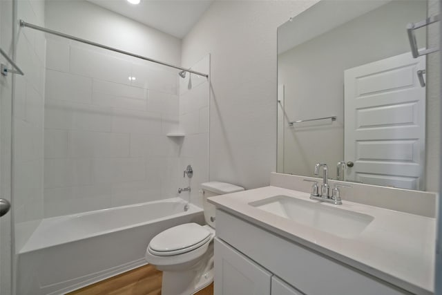2556 Newport Breeze Dr, Katy, TX 77493 - bathroom with wood finished floors, vanity, and shower / bathtub combination