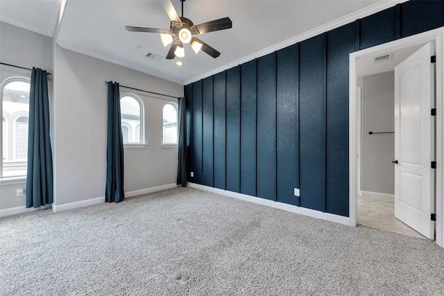 1025 W 21st St Unit C, Houston, TX 77008 - carpeted spare room featuring ornamental molding and a ceiling fan