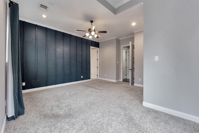 1025 W 21st St Unit C, Houston, TX 77008 - unfurnished bedroom featuring crown molding, carpet floors, recessed lighting, and ceiling fan