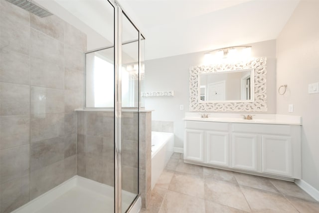 10166 Hidden Creek Falls Ln, Brookshire, TX 77423 - full bathroom featuring a shower stall, a garden tub, and double vanity