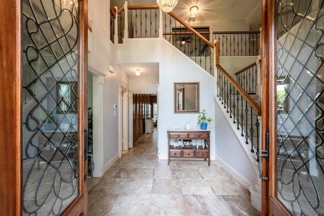 17603 Hidden Forest Dr, Spring, TX 77379 - foyer entrance with stairway and a high ceiling