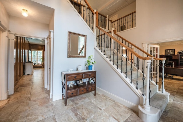 17603 Hidden Forest Dr, Spring, TX 77379 - staircase with a high ceiling