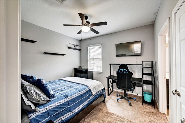 3854 Fleetwood Falls Ln, Spring, TX 77386 - bedroom featuring carpet flooring, ceiling fan, and an office area