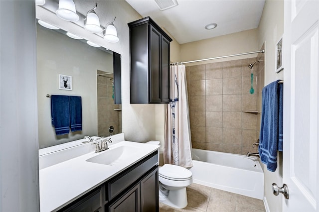 3854 Fleetwood Falls Ln, Spring, TX 77386 - full bathroom with vanity, tile patterned flooring, and shower / tub combo with curtain