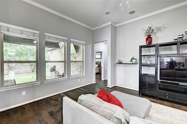 3854 Fleetwood Falls Ln, Spring, TX 77386 - living area featuring wood finished floors and crown molding