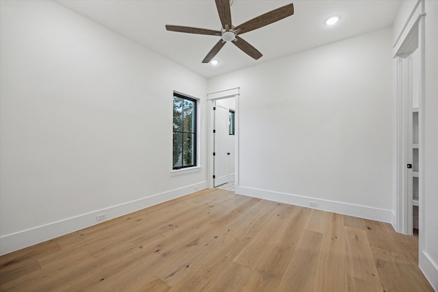 431 W 30th St, Houston, TX 77018 - empty room featuring ceiling fan, light wood-style flooring, and recessed lighting