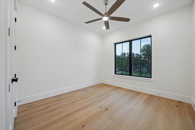 431 W 30th St, Houston, TX 77018 - empty room featuring light wood-style flooring, a ceiling fan, and recessed lighting