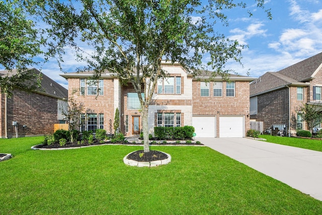 14311 Lakepointe Bend Ln, Cypress, TX 77429 - view of front of property with an attached garage, concrete driveway, brick siding, and a front yard