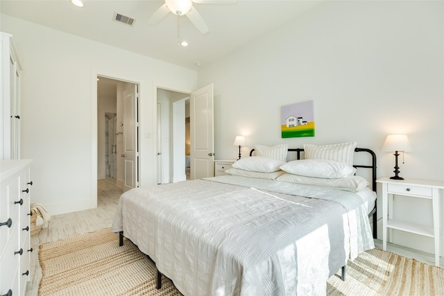2401 103rd St, Galveston, TX 77554 - bedroom featuring recessed lighting, ceiling fan, and ensuite bathroom