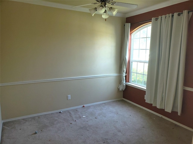 2714 Glenfield Manor Ln, Houston, TX 77014 - carpeted empty room featuring plenty of natural light, ceiling fan, and ornamental molding